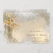 Elegante gouden harten Boho bloemen sparen de datu Save The Date (Voorkant / Achterkant)