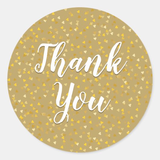Elegante gouden harten dank u ronde sticker (Voorkant)