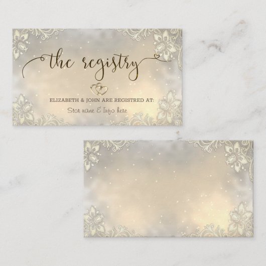 Elegante Gouden Harten Kant Trouwregister Informatiekaartje (Voorkant / Achterkant)