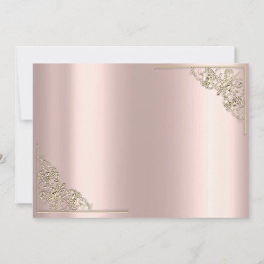 Elegante Gouden Harten Roze Goud RSVP Kaart (Achterkant)
