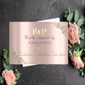 Elegante Gouden Harten Roze Goud RSVP Kaart