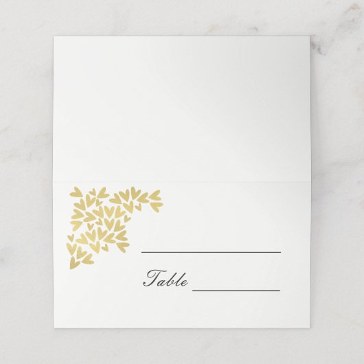 Elegante gouden harten | Trouwplaatskaarten Plaatskaartje (Buitenkant ongevouwen)