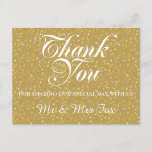 Elegante Gouden Hartjes Confetti Bedankt Briefkaart
