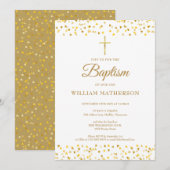 Elegante Gouden Hartjes Doop  Kaart (Voorkant / Achterkant)