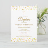 Elegante Gouden Hartjes Doop Uitnodiging  (Staand voorkant)
