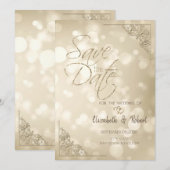 Elegante Gouden Hartjes Frame Bokeh Bewaar de Datu Save The Date (Voorkant / Achterkant)