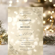 Elegante Gouden Hartjes Frame Bokeh Bruiloft