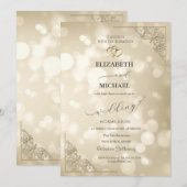 Elegante Gouden Hartjes Frame Bokeh Bruiloft Kaart (Voorkant / Achterkant)