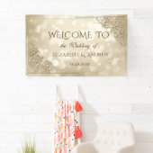 Elegante Gouden Hartjes Frame Bokeh Spandoek (Insitu)