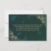 Elegante Gouden Hartjes Frame Groen Bedankkaart (Achterkant)