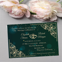 Elegante Gouden Hartjes Frame Groene Trouw