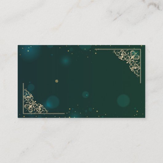 Elegante Gouden Hartjes Frame Groene Trouw Registr Informatiekaartje (Achterkant)