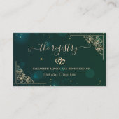 Elegante Gouden Hartjes Frame Groene Trouw Registr Informatiekaartje (Voorkant)