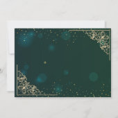 Elegante Gouden Hartjes Frame Groene Trouw-RSVP  Kaart (Achterkant)