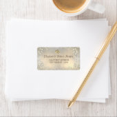 Elegante Gouden Hartjes Kant Bruiloft Etiket (Insitu)