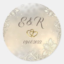 Elegante Gouden Hartjes Kant Bruiloft