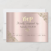 Elegante Gouden Hartjes Roze Goud RSVP Kaart (Voorkant)