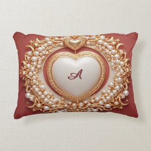 Elegante gouden hartlijst met parel detail accent kussen