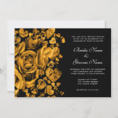 Elegante Gouden Hartrozen Bruiloft Kaart (Voorkant)
