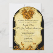 Elegante Gouden Hartrozen & Vlinders Bruiloft Kaart (Voorkant)