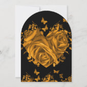 Elegante Gouden Hartrozen & Vlinders Bruiloft Kaart (Achterkant)