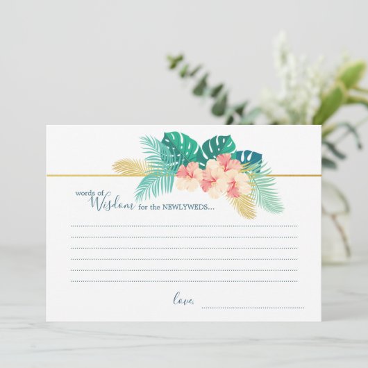 Elegante gouden Hawaïaanse hibiscus huwelijkswijsh Aankondiging (Staand voorkant)