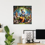 Elegante Gouden Heer Krishna Kunst Poster (Thuiskantoor)