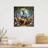 Elegante Gouden Heer Krishna Kunst Poster (Keuken)