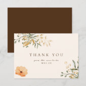 Elegante Gouden Herfst bloem Bruidsfeest Dank Je Bedankkaart (Voorkant / Achterkant)