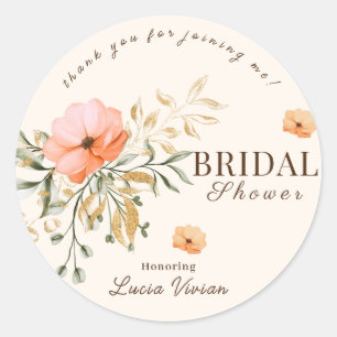 Elegante Gouden Herfst bloem Dank Je Wel Bruidsdou Ronde Sticker