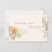 Elegante gouden Herfst bloemen bruiloft dank u kaa Bedankkaart (Voorkant)