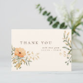 Elegante gouden Herfst bloemen bruiloft dank u kaa Bedankkaart (Staand voorkant)