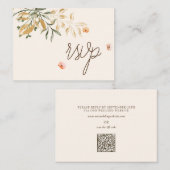 Elegante gouden Herfst bloemen bruiloft QR Code RS Informatiekaartje (Voorkant / Achterkant)