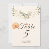 Elegante gouden Herfst bloemen tafel nummer Kaart (Achterkant)