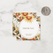 Elegante gouden herfst bloemige "Dank je" kaart Notitiekaartje (Voorkant / Achterkant in situ)