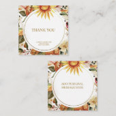 Elegante gouden herfst bloemige "Dank je" kaart Notitiekaartje (Voorkant / Achterkant)