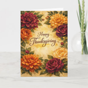 Elegante gouden herfst bloemige Thanksgiving groet Feestdagen Kaart