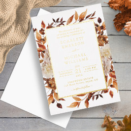 Elegante Gouden Herfst Bruiloft Folie Uitnodiging
