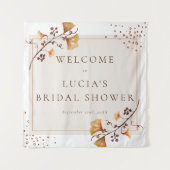 Elegante Gouden Herfstblad Bruiloftsshower Welkom Wandkleed (Voorkant)