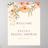 Elegante gouden herfstbloemen Bruids douche welkom Poster (Voorkant)