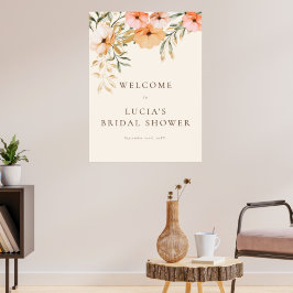 Elegante gouden herfstbloemen Bruiloftsontvangst Poster