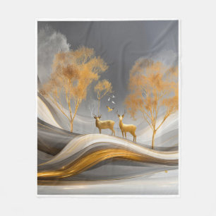 ✨Elegante Gouden Hert Luxe Natuur Kunstwerk Fleece Deken