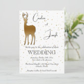 Elegante gouden herten & gouden Confetti bruiloft Kaart (Staand voorkant)