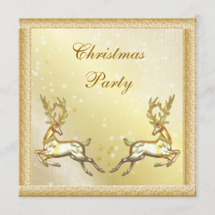 Elegante Gouden Herten Klasse Kerstfeestje Kaart