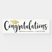 Elegante Gouden Hoed Felicitaties Afgestudeerde Spandoek (Horizontaal)