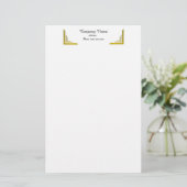 Elegante Gouden Hoekrand Zakelijke Briefpapier (Staand voorkant)