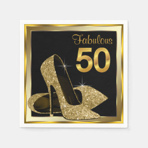 Elegante gouden hoge hak 50e verjaardagsfeestje servetten