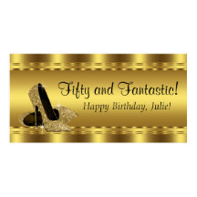 Elegante gouden hooggehakte verjaardagsfeestbanner