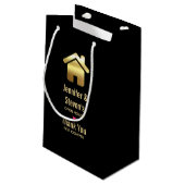 Elegante Gouden Huis Symbool Housewarming Bedankt Klein Cadeauzakje (Achterkant Gekanteld)