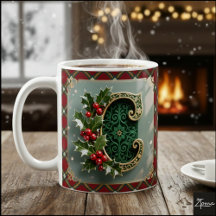 Elegante Gouden Hulst Kerst Initiële Letter C